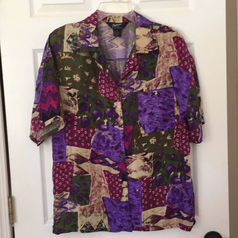 Silk collared and pleated button up shirt